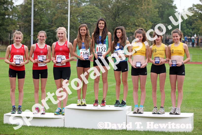 Under-15 girls first 3 teams at the Northern Road Relays, Blackpool.